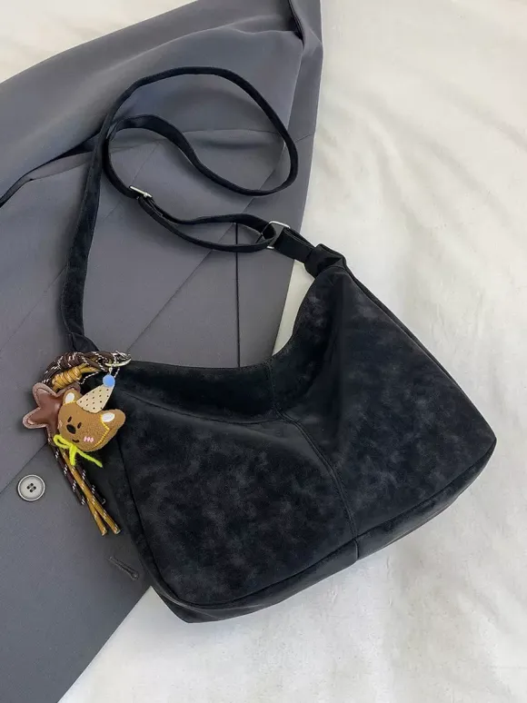 Vintage Washed Faux Leather Large Capacity Hobo Shoulder Tote Bag Casual Daily Handbag