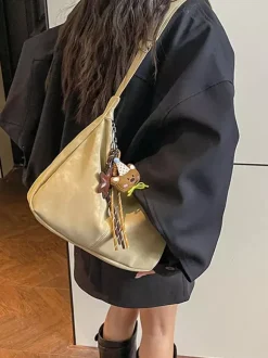 Vintage Washed Faux Leather Large Capacity Hobo Shoulder Tote Bag Casual Daily Handbag
