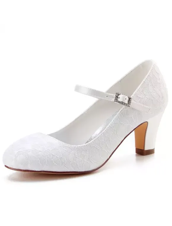 Vintage Wedding Shoes Lace Round Toe Buckle Detail Bridal Shoes Mother Of The Bride Shoes