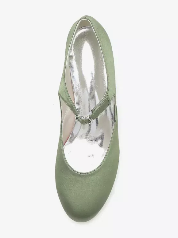Vintage Wedding Shoes Round Toe Kitten Heel Mary Jane Shoes