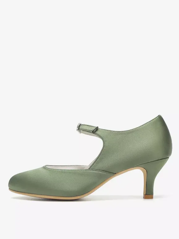 Vintage Wedding Shoes Round Toe Kitten Heel Mary Jane Shoes