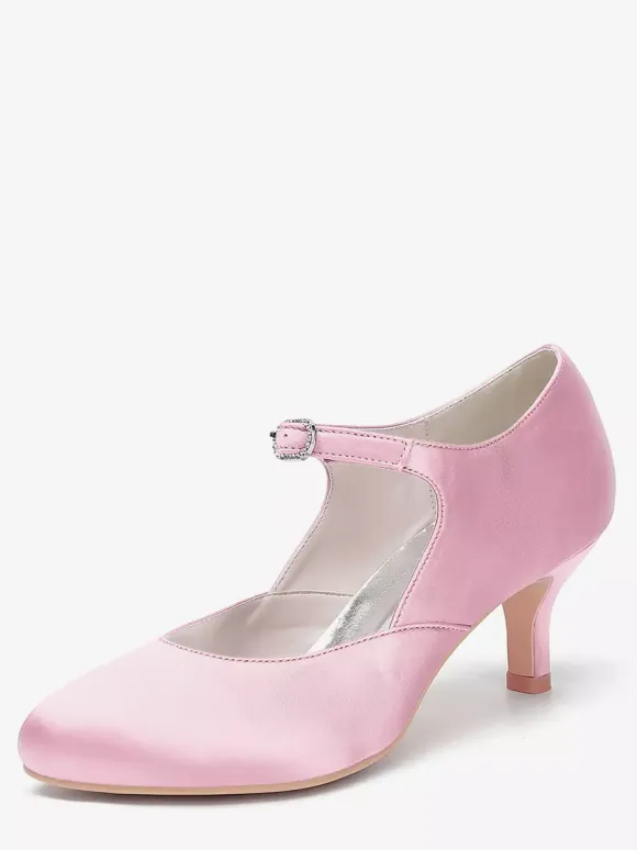 Vintage Wedding Shoes Round Toe Kitten Heel Mary Jane Shoes
