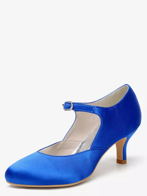 Vintage Wedding Shoes Round Toe Kitten Heel Mary Jane Shoes