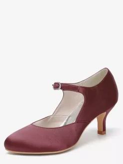 Vintage Wedding Shoes Round Toe Kitten Heel Mary Jane Shoes