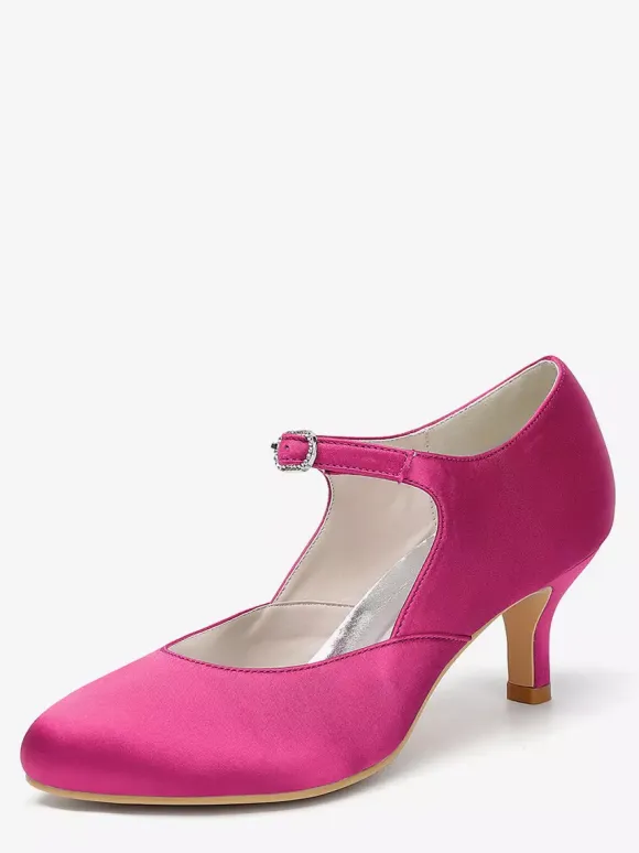 Vintage Wedding Shoes Round Toe Kitten Heel Mary Jane Shoes