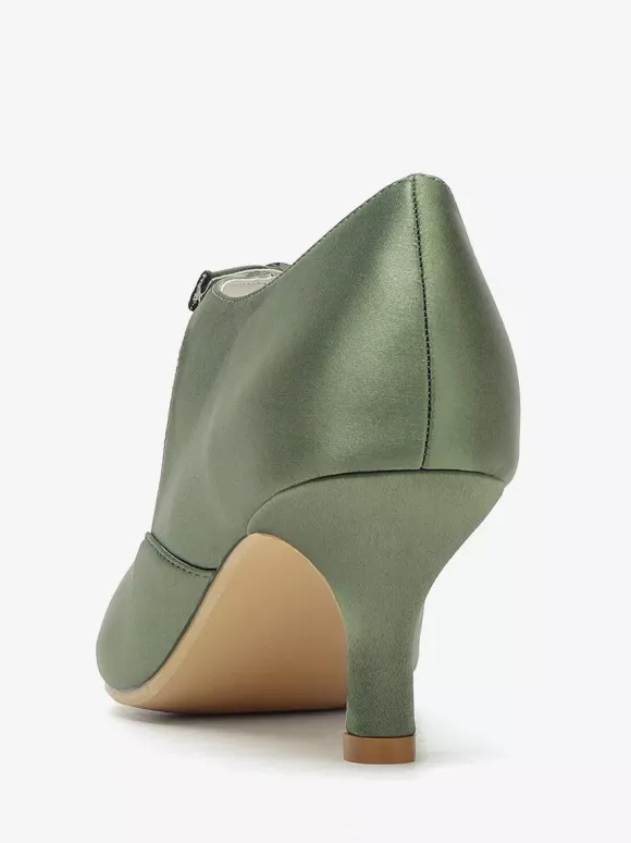 Vintage Wedding Shoes Round Toe Kitten Heel Mary Jane Shoes