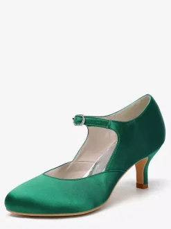 Vintage Wedding Shoes Round Toe Kitten Heel Mary Jane Shoes