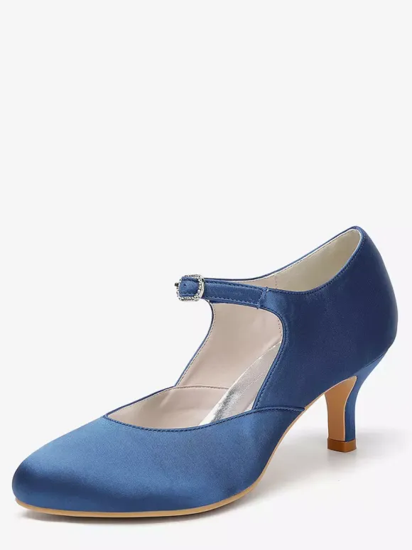 Vintage Wedding Shoes Round Toe Kitten Heel Mary Jane Shoes