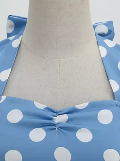 Vintage Chic Pink Polka Dot Halter Midi Dress