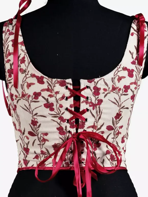 Vintage Clothing Vintage Corset Vintage Women's Clothing Ecru White Lace up Corset Adult's Printed Women's Retro