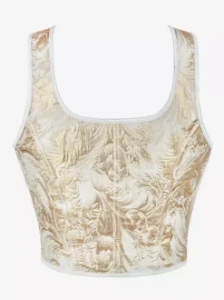 Vintage Clothing Vintage Corset Vintage Women's Clothing Gold Lace up Corset Adult's Printed Women's Chic