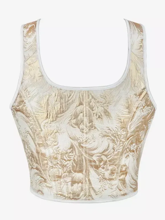 Vintage Clothing Vintage Corset Vintage Women's Clothing Gold Lace up Corset Adult's Printed Women's Chic