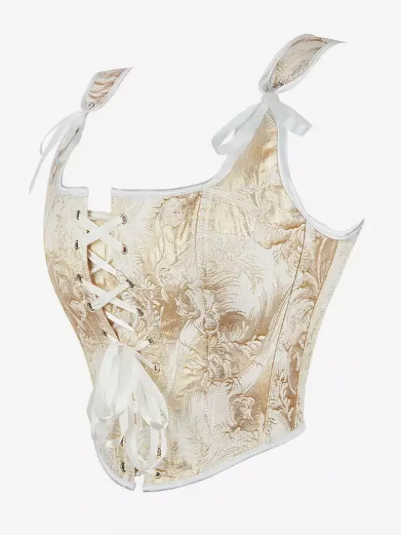 Vintage Clothing Vintage Corset Vintage Women's Clothing Gold Lace up Corset Adult's Printed Women's Chic