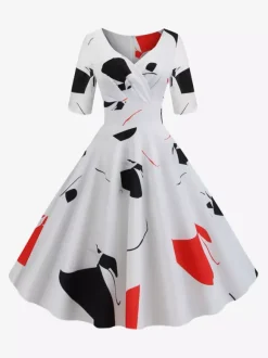 Vintage Glamour Dress Black 1950s Style Floral Print Layered Half Sleeves Sweetheart Neck Medium Rockabilly Dress