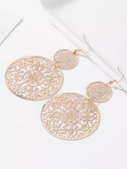 Vintage Hollow Disc Earrings For Women 2026
