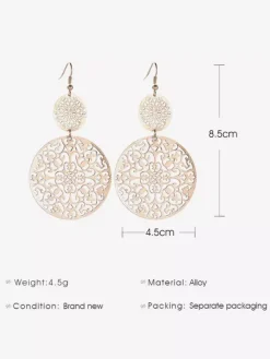 Vintage Hollow Disc Earrings For Women 2026