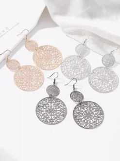 Vintage Hollow Disc Earrings For Women 2026
