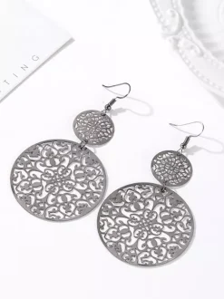 Vintage Hollow Disc Earrings For Women 2026