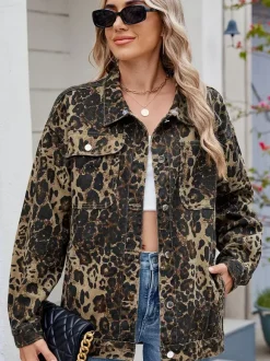 Vintage Oversized Denim Jacket For Women - Loose Fit Lapel Button Down Jean Trucker Coat - Spring Casual Streetwear 2026