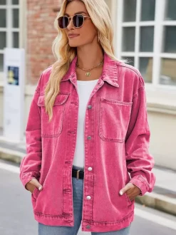 Vintage Oversized Denim Jacket For Women - Loose Fit Lapel Button Down Jean Trucker Coat - Spring Casual Streetwear 2026