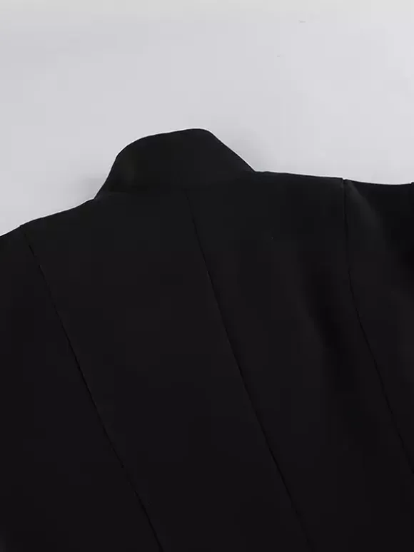 Vintage Peplum Blazer For Women - Puff Sleeve Stand Collar Slim Fit Jacket - Chic Spring Party Outerwear 2026