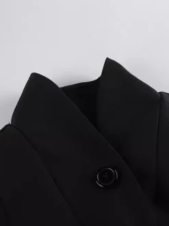 Vintage Peplum Blazer For Women - Puff Sleeve Stand Collar Slim Fit Jacket - Chic Spring Party Outerwear 2026