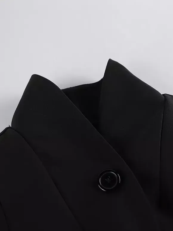 Vintage Peplum Blazer For Women - Puff Sleeve Stand Collar Slim Fit Jacket - Chic Spring Party Outerwear 2026