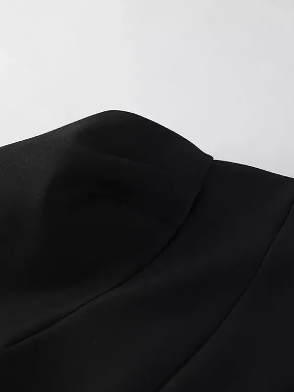 Vintage Peplum Blazer For Women - Puff Sleeve Stand Collar Slim Fit Jacket - Chic Spring Party Outerwear 2026