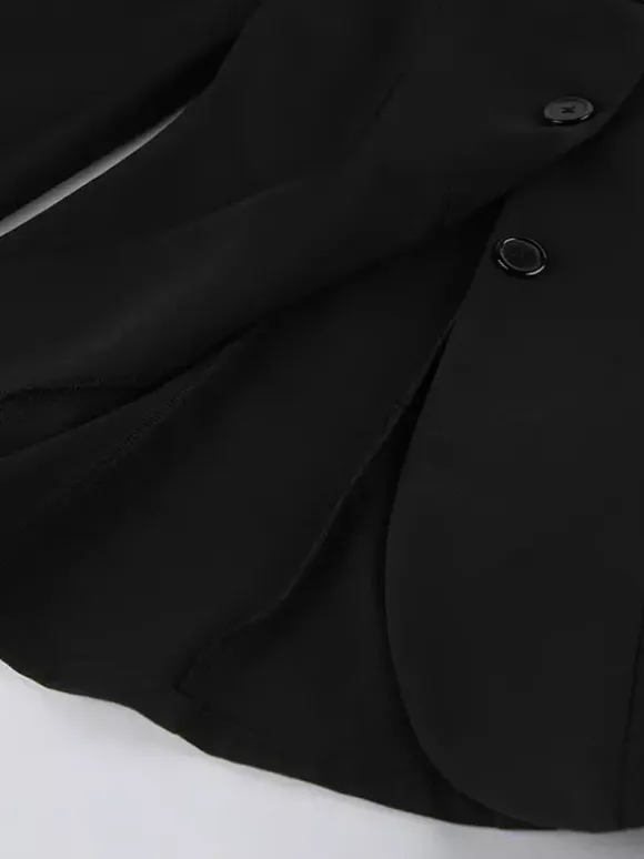 Vintage Peplum Blazer For Women - Puff Sleeve Stand Collar Slim Fit Jacket - Chic Spring Party Outerwear 2026