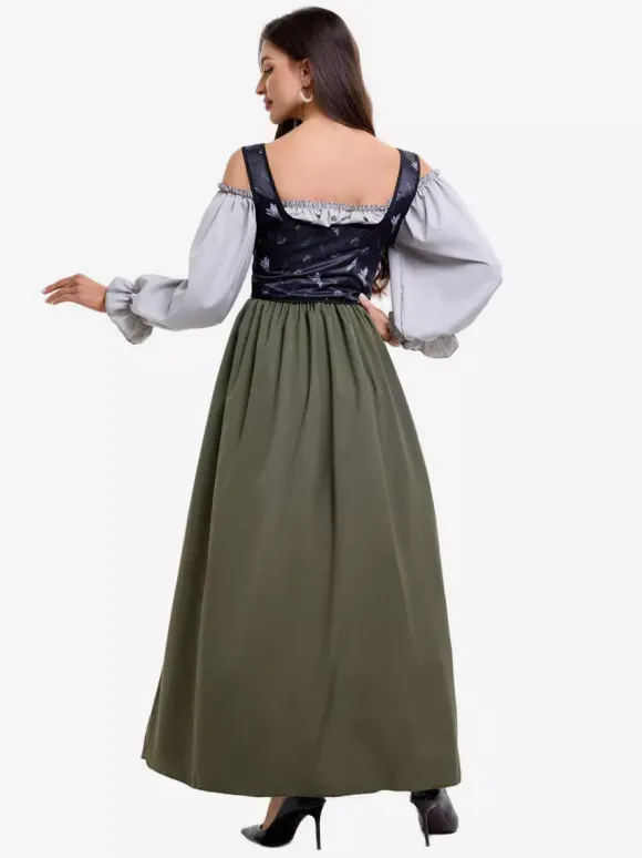 Vintage 2 Piece Purple Vest And One Shoulder Dress German Oktoberfest Cosplay Costumes