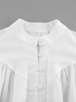 Vintage Puff Sleeve Blouse With Stand-Up Collar In Autumn For Women 2026