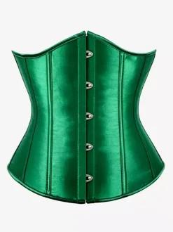 Vintage Solid Color Long Line Body Shaper Back Lace Up Corset