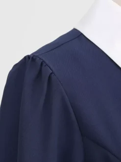 Vintage 1950s Swing Cocktail Dress for Women - V Neck Short Sleeve A-Line Ruched Bust Rockabilly Midi Gown - Wedding Guest 2026