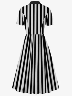 Vintage 1950s Swing Dress for Women - A Line Double Breasted Lapel Collar Rockabilly Midi Tea Dress - Summer Cocktail 2026