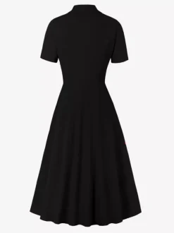 Vintage 1950s Swing Dress for Women - A Line Double Breasted Lapel Collar Rockabilly Midi Tea Dress - Summer Cocktail 2026