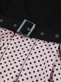 Vintage Swing Dress 1950s Contrast Polka Dot Dress Square Neck Tea Party Dress
