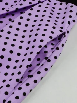 Vintage Swing Dress 1950s Contrast Polka Dot Dress Square Neck Tea Party Dress