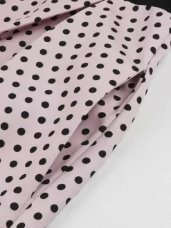Vintage Swing Dress 1950s Contrast Polka Dot Dress Square Neck Tea Party Dress
