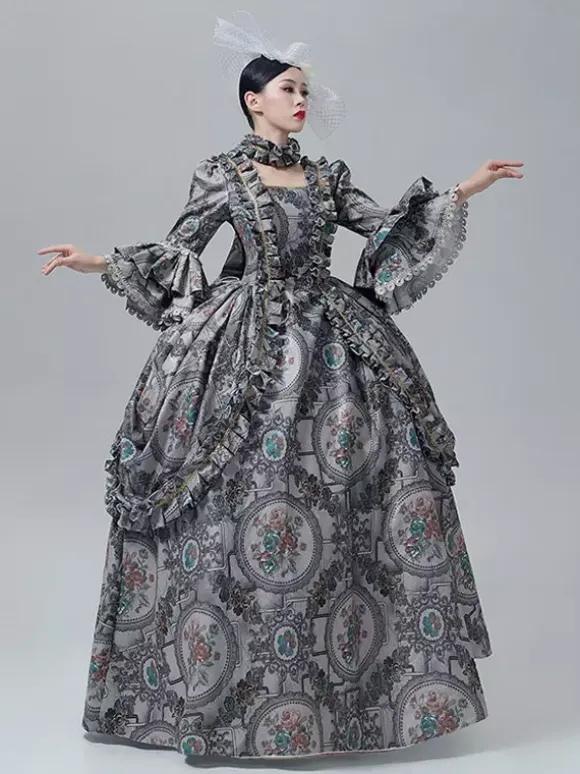 Vintage Vitorian Dress Lace Trim Trumpet Long Sleeves Floor Length Vintage Gown