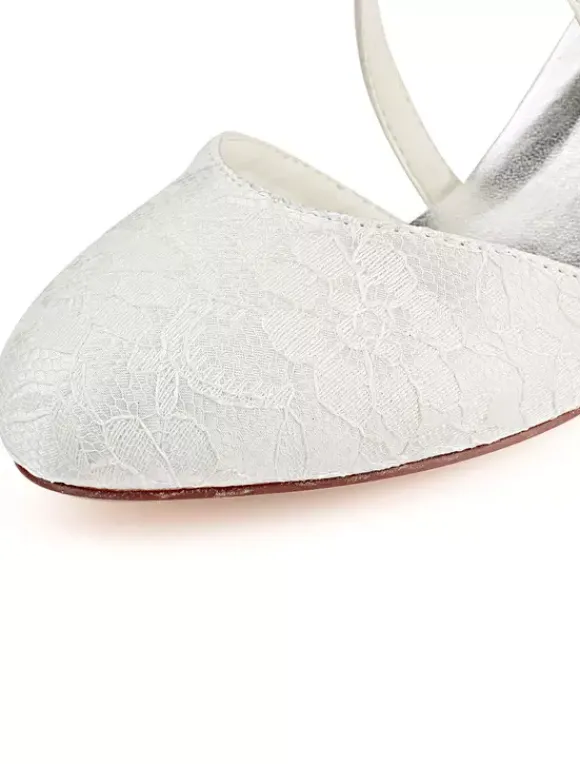 Vintage Wedding Shoes Ivory Lace Round Toe Criss Cross Bridal Shoes