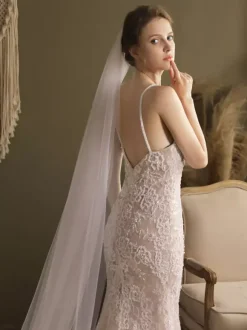 Waterfall Wedding Veils One-Tier Tulle Bridal Veil