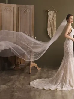 Waterfall Wedding Veils One-Tier Tulle Bridal Veil
