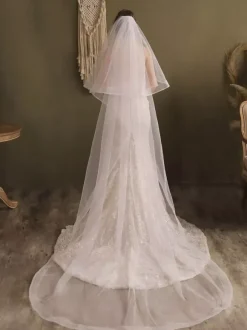 Waterfall Wedding Veils Two-Tier Tulle Bridal Veils