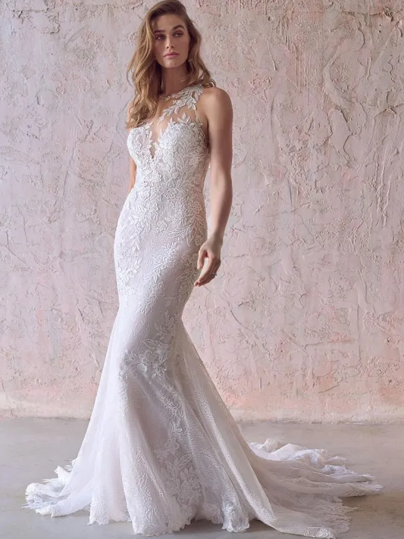Wedding Bridal Gowns With Train Sleeveless Lace Jewel Neck Bridal Gowns Free Customization
