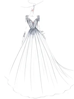 Wedding Dress 2026 V Neck A Line Long Sleeve Floor Length Lace Applique Tulle Bridal Dresses With Train
