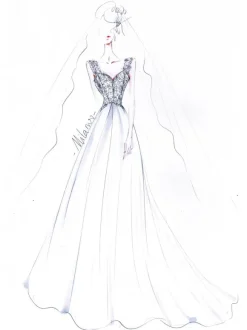 Wedding Dress A Line V Neck Sleeveless Lace Flora Beaded Bridal Dresses With Train