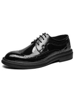 Wedding Dress Derby Formal Shoes For Men Round Toe Strap Adjustable Lace Up White Derby Shoes