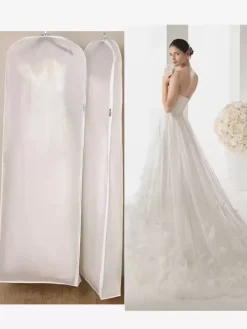 Wedding Dress Dust Cover Widened Double-sided White Non-woven Thickened Long Tail Dress Bag