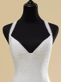 Wedding Dress V-Neck Sleeveless Natural Waist Cut Out With Train Bridal Mermaid Dress