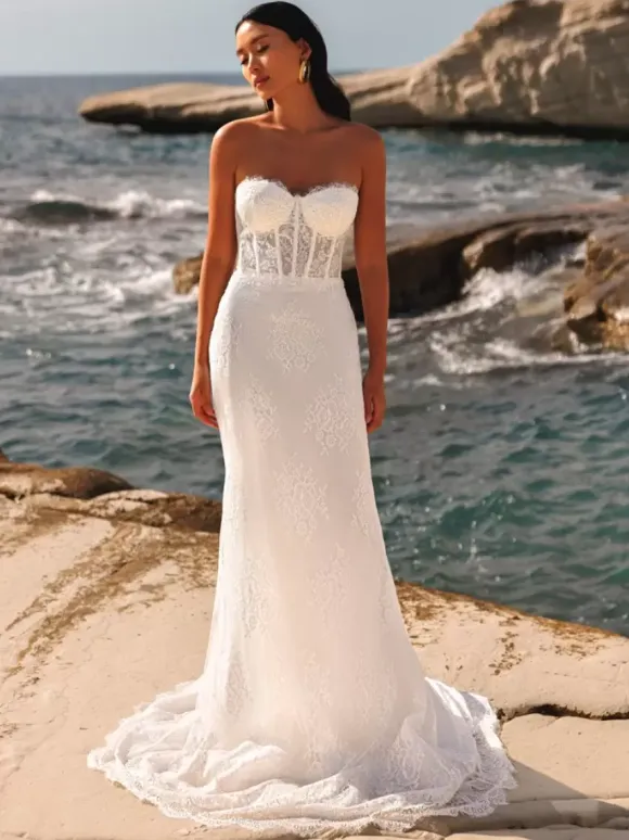 Wedding Dresses Floor-Length Sleeveless Lace Strapless Bridal Gowns